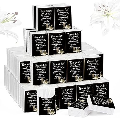 Paquete de 100 pañuelos faciales conmemorativos con los que amamos, no se van lejos, pañuelos inspiradores de bolsillo de poemas, paquetes de