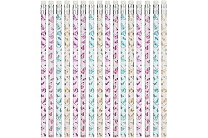 Cute Butterfly Print Floral Pencils 24-Piece Set for Kids