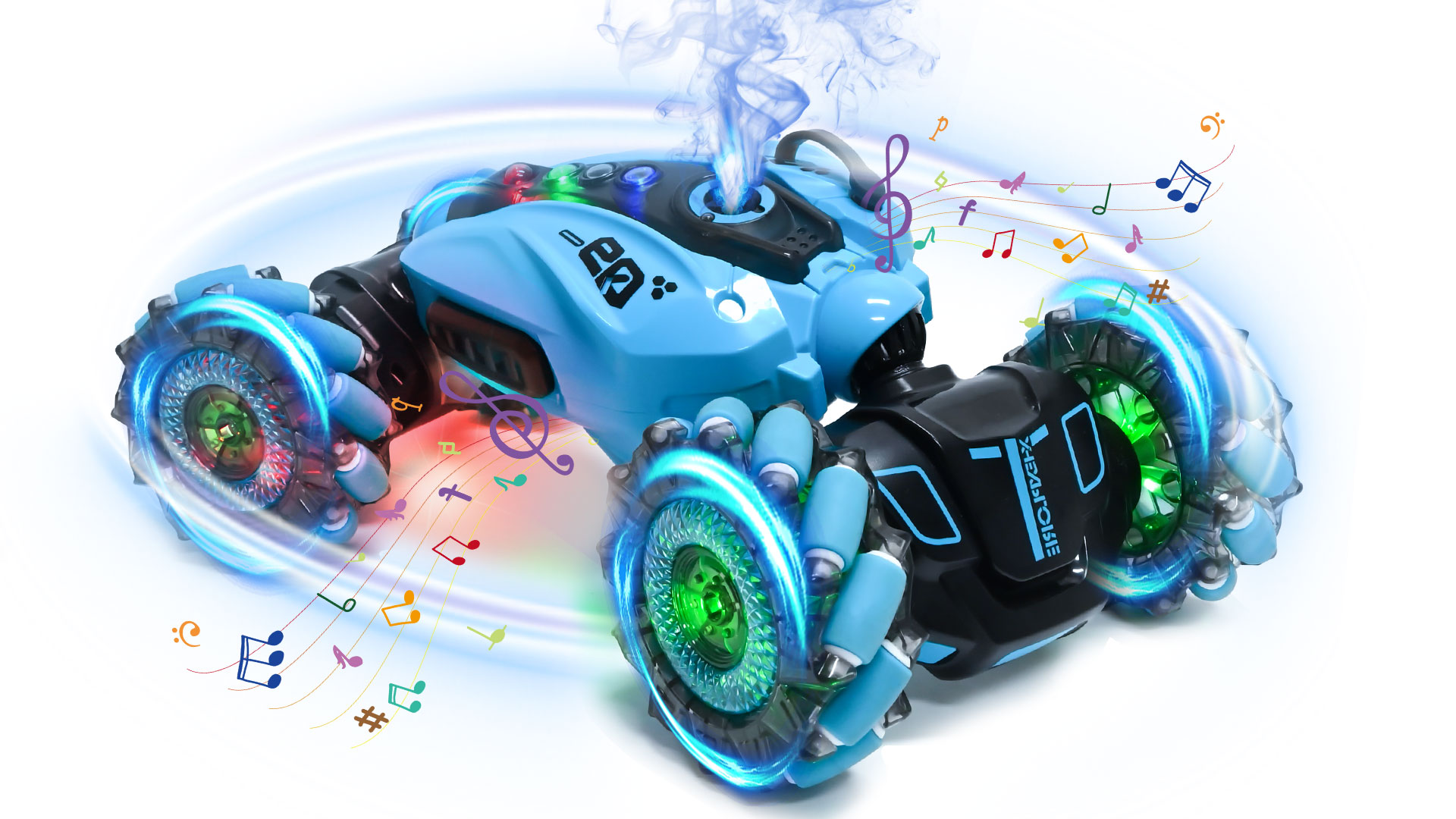 Voiture Télécommandée Cascade 360° - Avec Lumière Et Musique - 2 Modes De Contrôle - Tout Terrain