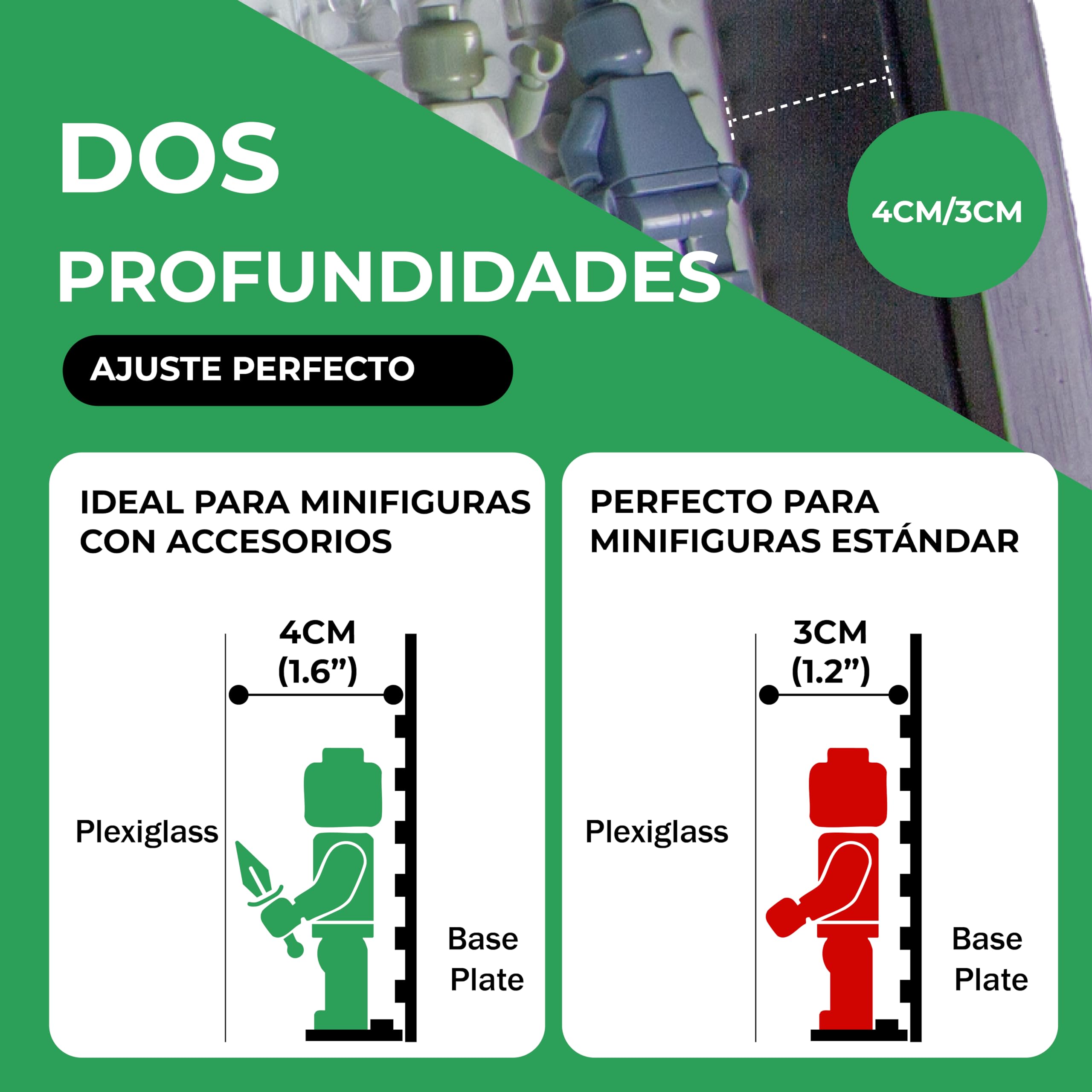 Tapeera Vitrina de Madera Negra para Minifiguras – Caja Sombra 11x11 Pulgadas – para Pared y Mesa con Protección contra el Polvo – hasta 28 Figuras (Blanco, Profundidad 4 cm)