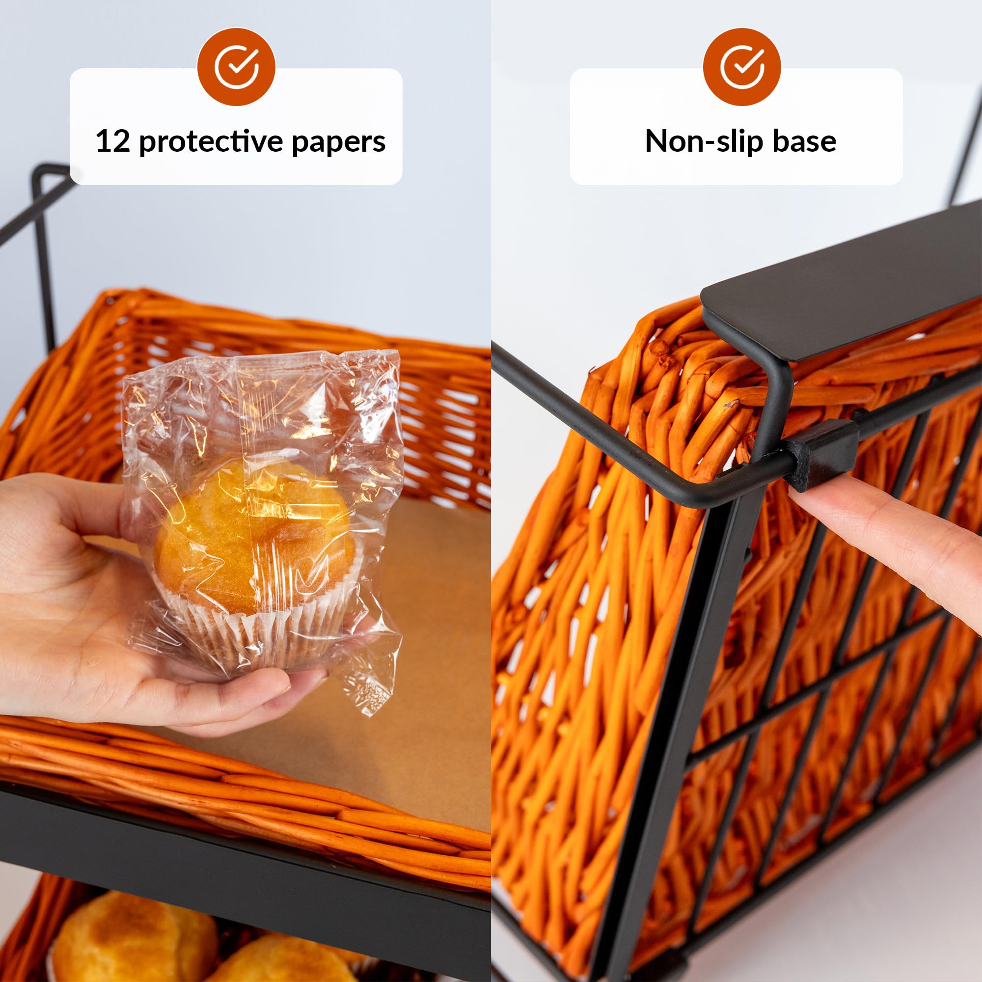 Snapklik.com : Bread Display Rack Willow Basket Display For Kitchen ...
