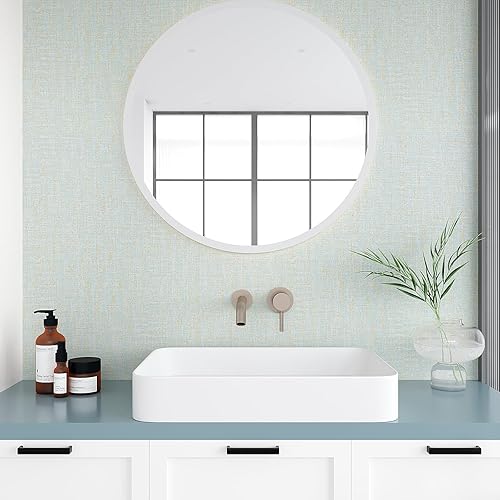 Miniatura 4 de VEELIKE Papel tapiz de tela de lino azul dorado con textura de 15.7 x 118 pulgadas, autoadhesivo, extraíble, de tela de lino azul, papel de contacto