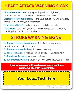 Safety Magnets by ZOCO – 100-Pack Heart Attack & Stroke Warning Signs Custom Fridge Magnet – Personalized Health Awareness Handout for Healthcare & Businesses – 4" x 5"