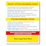 Safety Magnets by ZOCO – 300-Pack Heart Attack & Stroke Warning Signs Custom Fridge Magnet – Personalized Health Awareness Handout for Healthcare & Businesses – 4