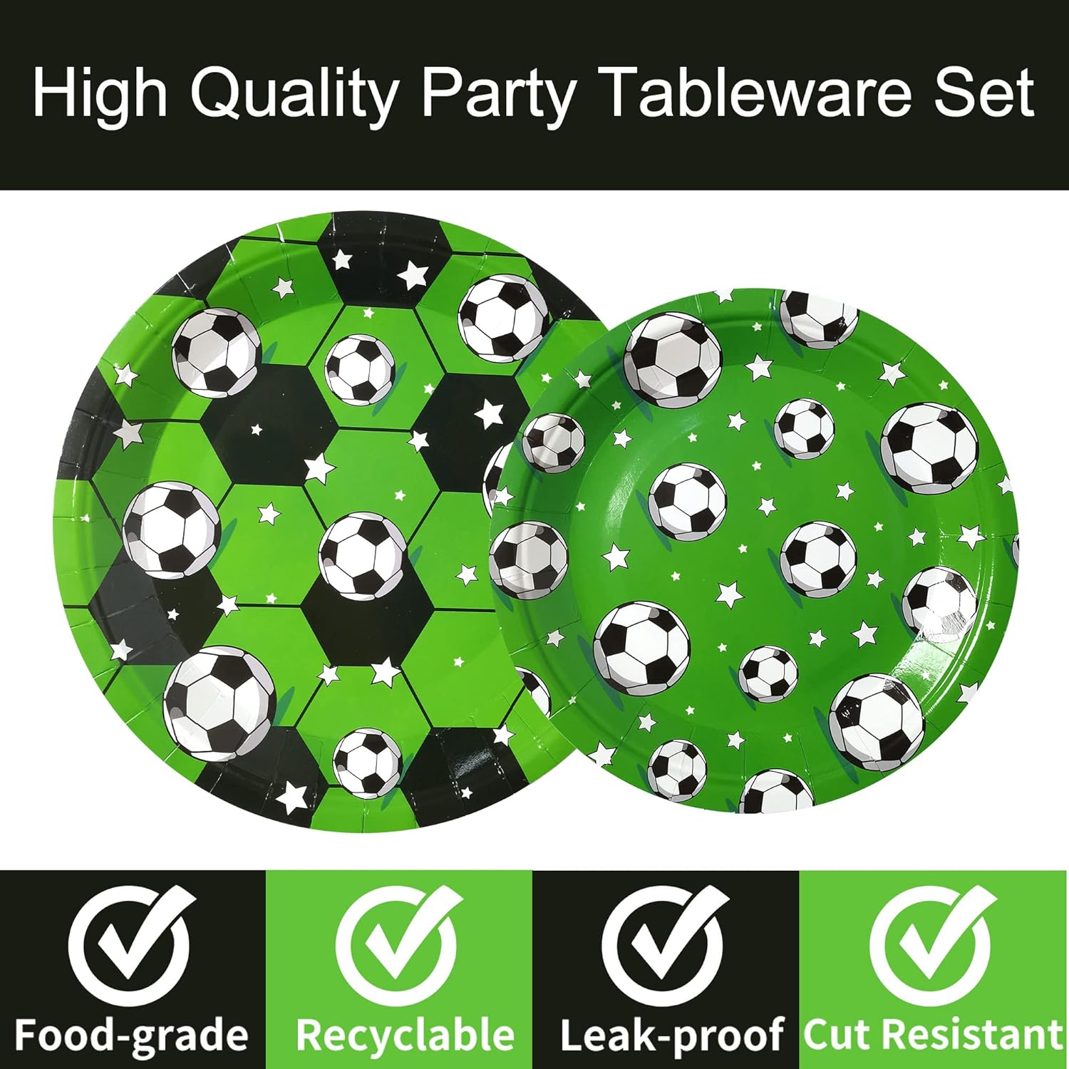 Soccer Party Supplies for 24 Guests Soccer Party Plates and Napkins Party Favors Set with Dinner Dessert Plates Soccer Birthday Themed Paper Plastic Plates for Boy Game Day Decorations (96 Pieces) - Image 4