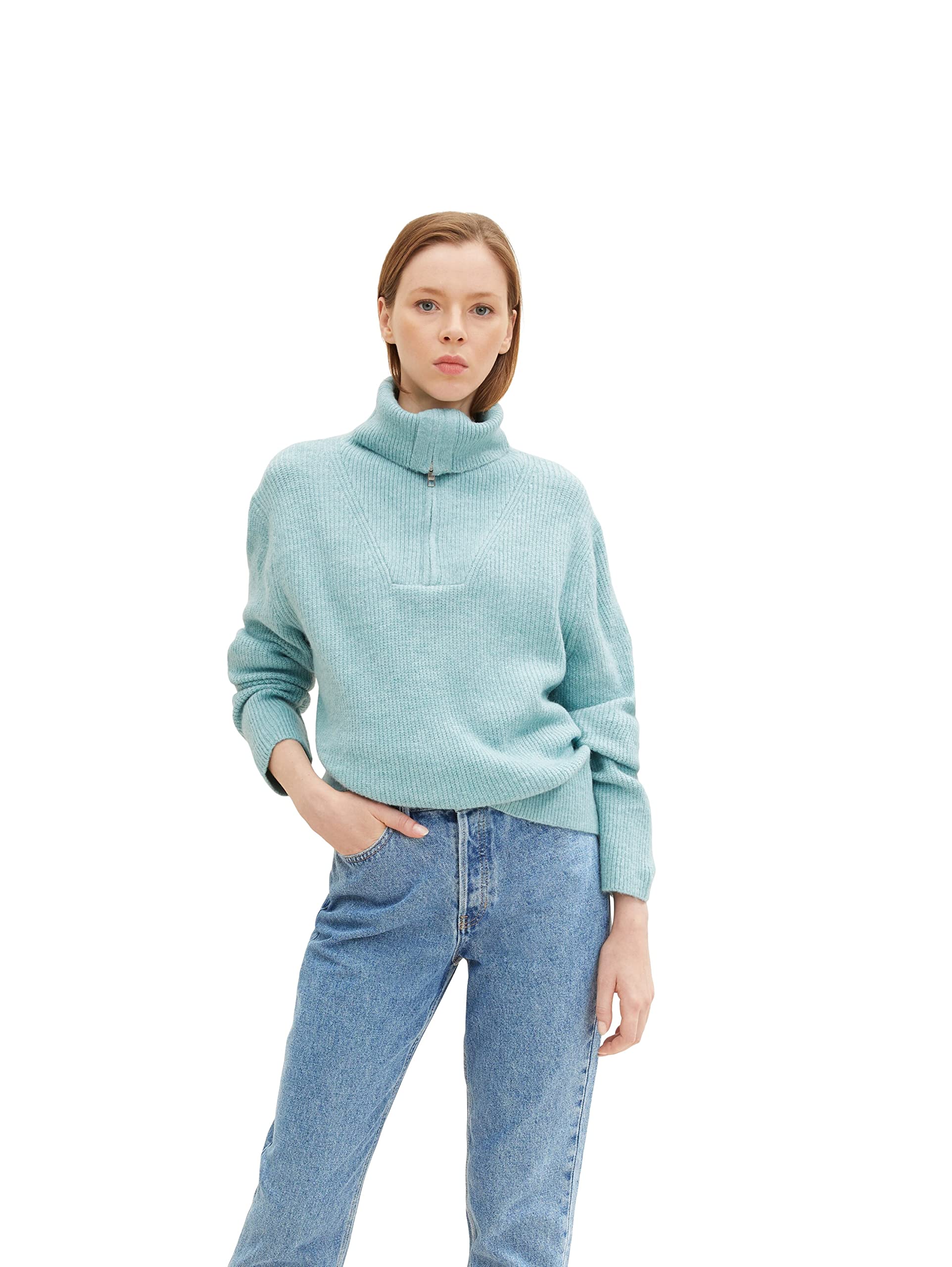 Tommy Jeans - Maglione corto stile college color blu navy con scollo a V