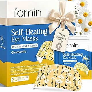 Fomin Self Heating Eye Mask- 20 Pack - Heated Eye Mask Warm Compress for Eyes, Disposable Self Heating Steam Mask for Hom...