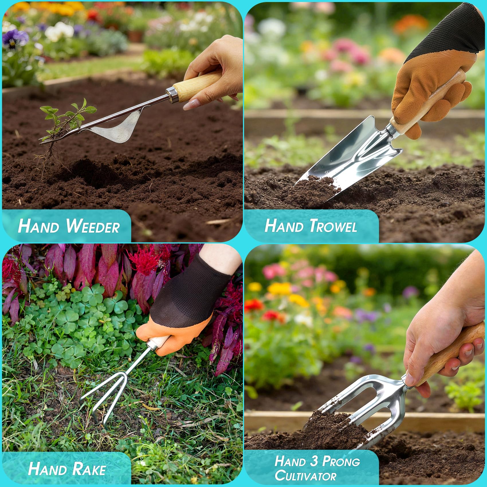 Kit de Jardinage Robuste 10 pièces en Acier Inoxydable avec sécateur Gants et Sac de Rangement idéal pour Femmes et Hommes Un Cadeau Parfait pour Les jardiniers