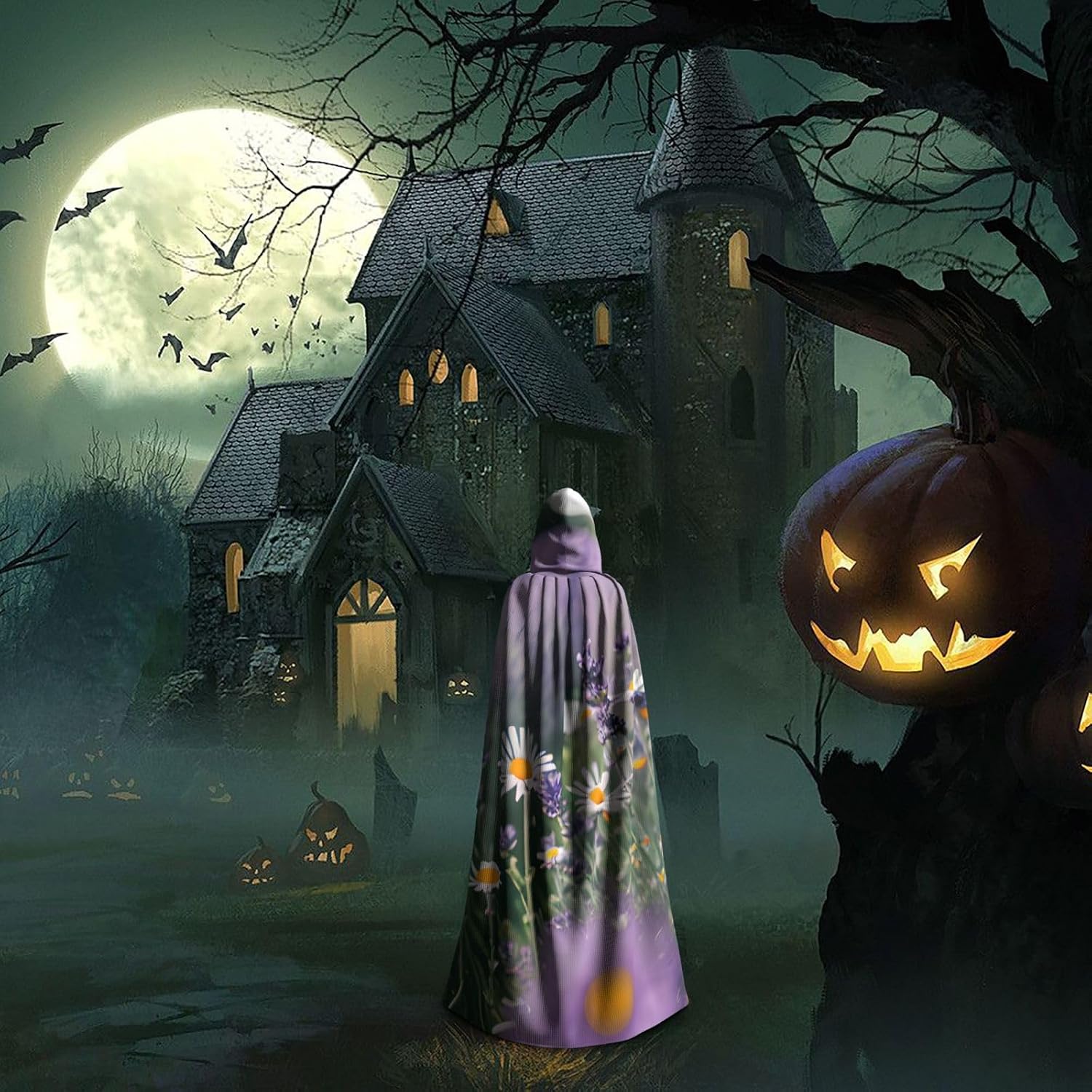 SSIMOO London Street Adult Party Decorative Cape,Adult Halloween Hooded Cloak,Cosplay Costume Cape