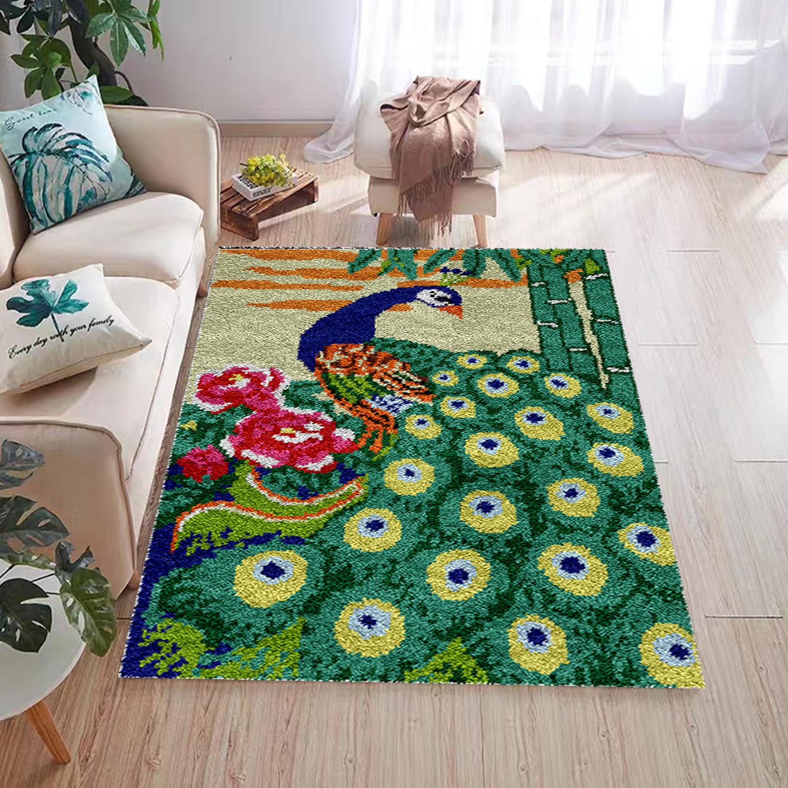 Kit Tapis Crochet à Loquet - 61 X 87 Cm - Fils Prédécoupés - Pour Débutants
