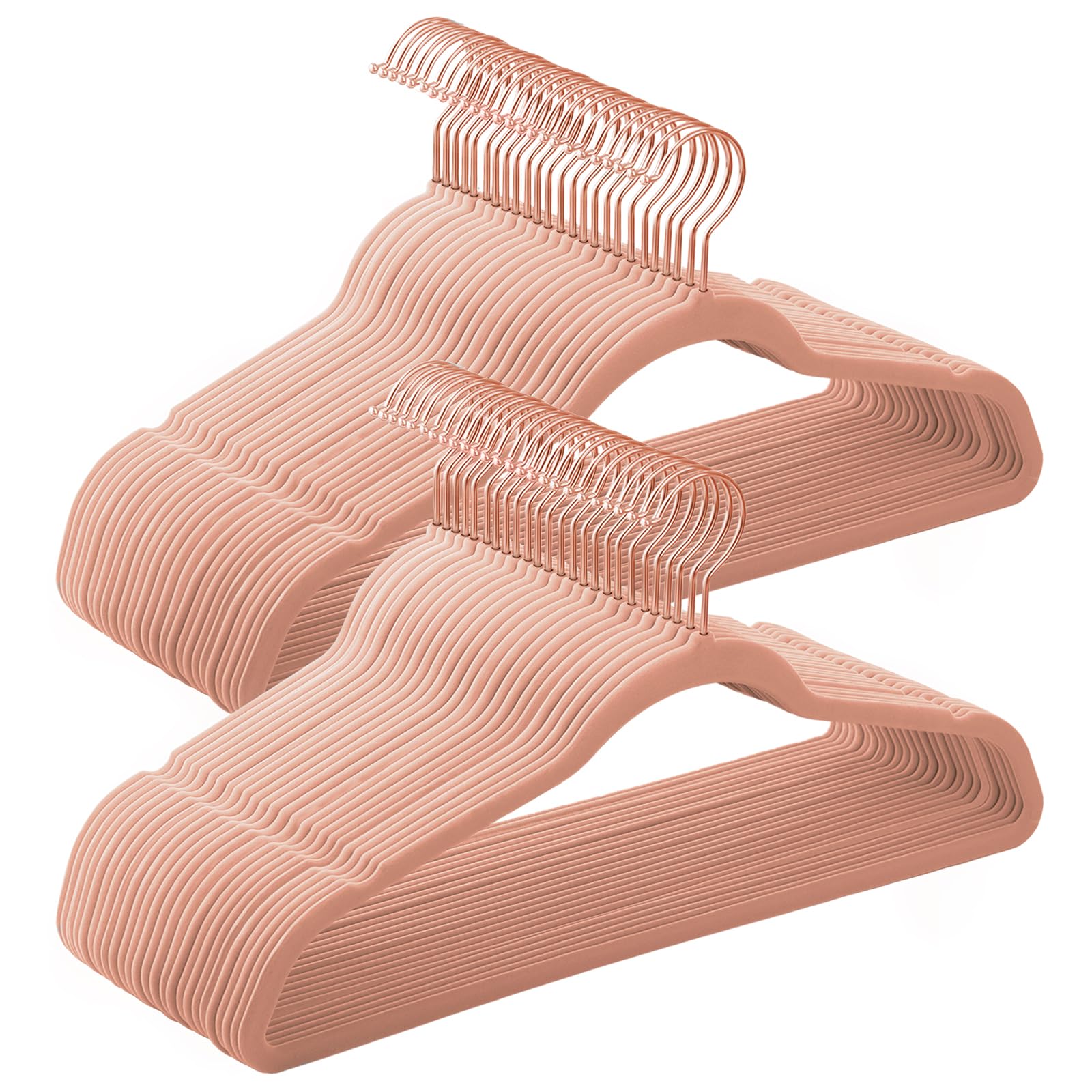 SONGMICS Percha de Terciopelo, Juego de 50, Antideslizantes, con Barra Corbata y Gancho Negro, 0,6 cm Espesor, Ahorra Espacio, 43,5 cm Largo, Abrigo Pantalón, Blanco Nube y Plata CRF020W02 — view 13