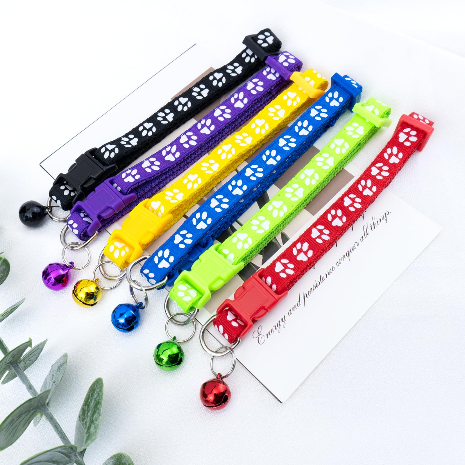 Quacc Lot de 6 colliers pour chiot, collier de mise bas coloré réglable pour chien de 19 à 32 cm, collier avec clochette pour petits chiens et chats
