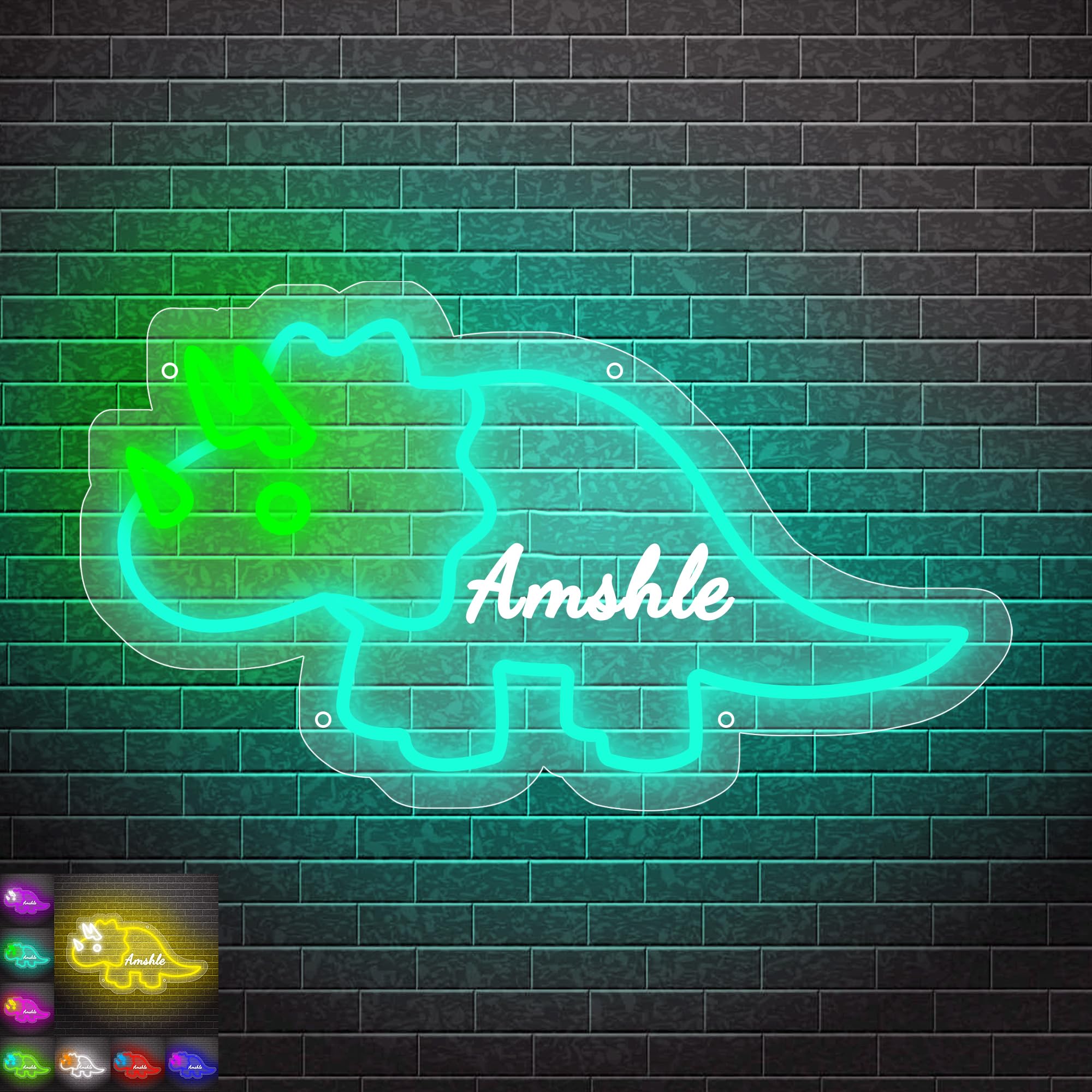 Custom Name Anime Dinosaur Neon Sign, Personalized Dinosaur Theme Acrylic Led Neon Light Sign Man Cave Bedroom Wall Decor, Christmas Holiday Birthday Gifts for Kids Boys Girls Dinosaur Lovers
