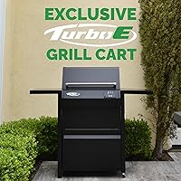 Vista 2 de Turbo E - Carrito de parrilla exclusivo con ruedas, estantes laterales espaciosos, almacenamiento integrado y elegante acabado negro para combinar