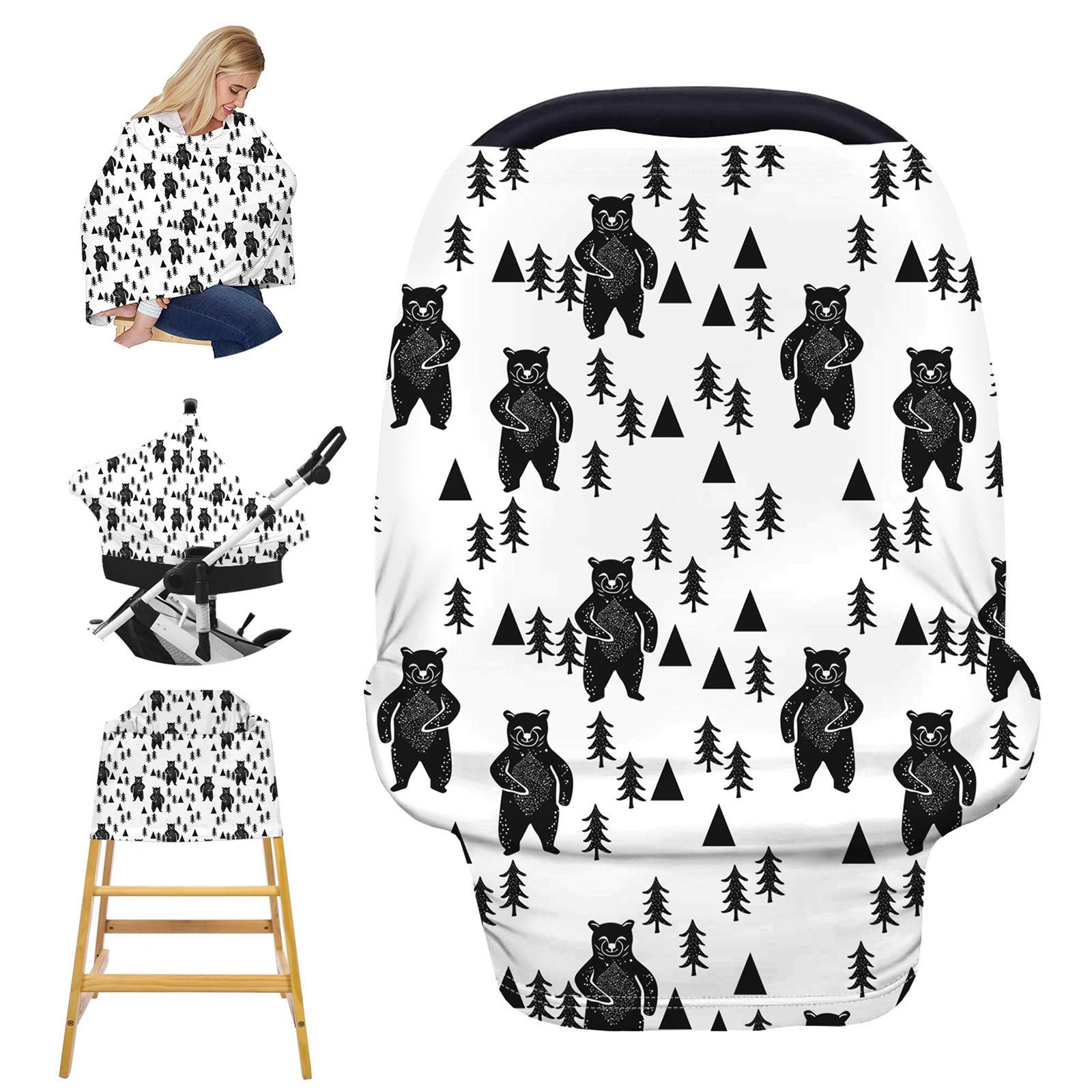 Nursing Cover for Breastfeeding, Stretchy Car Seat Cover for Babies, Soft Breathable Breastfeeding Cover, Stroller Covers, Shopping Cart Cover, Multi-Use High Chair Cover, Baby Shower Gifts