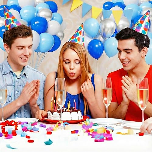 Miniatura 5 de Globos de látex azul plateado y blanco, 50 globos metálicos de 12 pulgadas azul real y plateado para decoración de cumpleaños, boda, fiesta