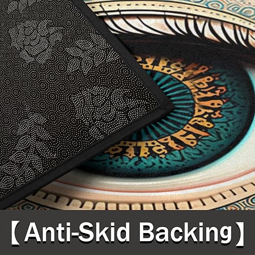 Miniatura 3 de Evil Eye - Tapete semicircular de ojo bohemio, antideslizante, para interiores y exteriores, para entrada, media luna, absorbente, duradero,