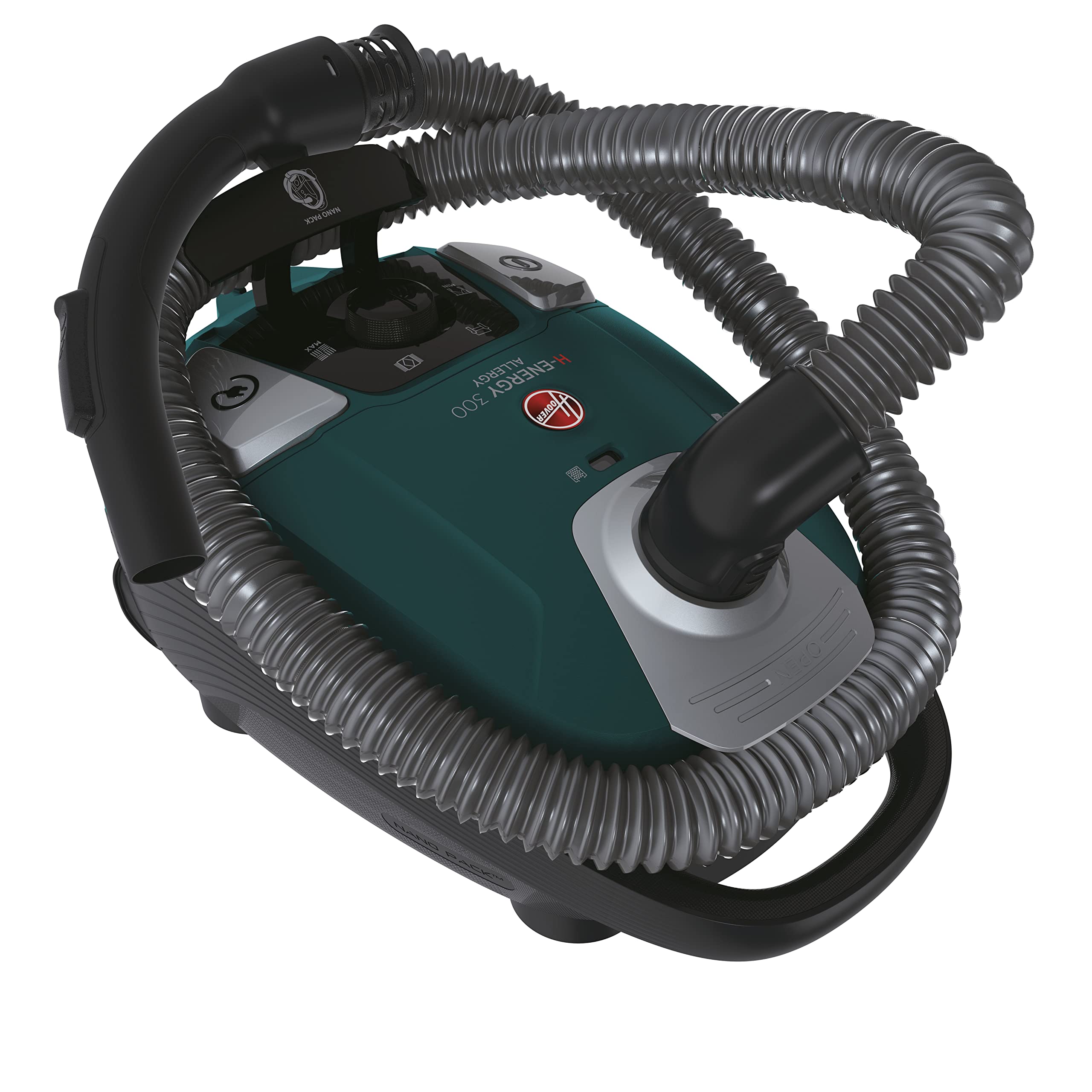 Hoover H-ENERGY 300 HE330ALG 011 Aspirapolvere Con Sacco, Con Filo, 850W, Capacità 3,5 L, Spazzola All Floors e Mini Turbo, Raggio Azione 9,5m, Verde