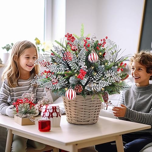 Miniatura 4 de Watayo 60 ramas de pino artificiales de 13.3 x 7 pulgadas, hojas verdes de pino sintético de Navidad, ramas de pino de cedro falsas, tallos para