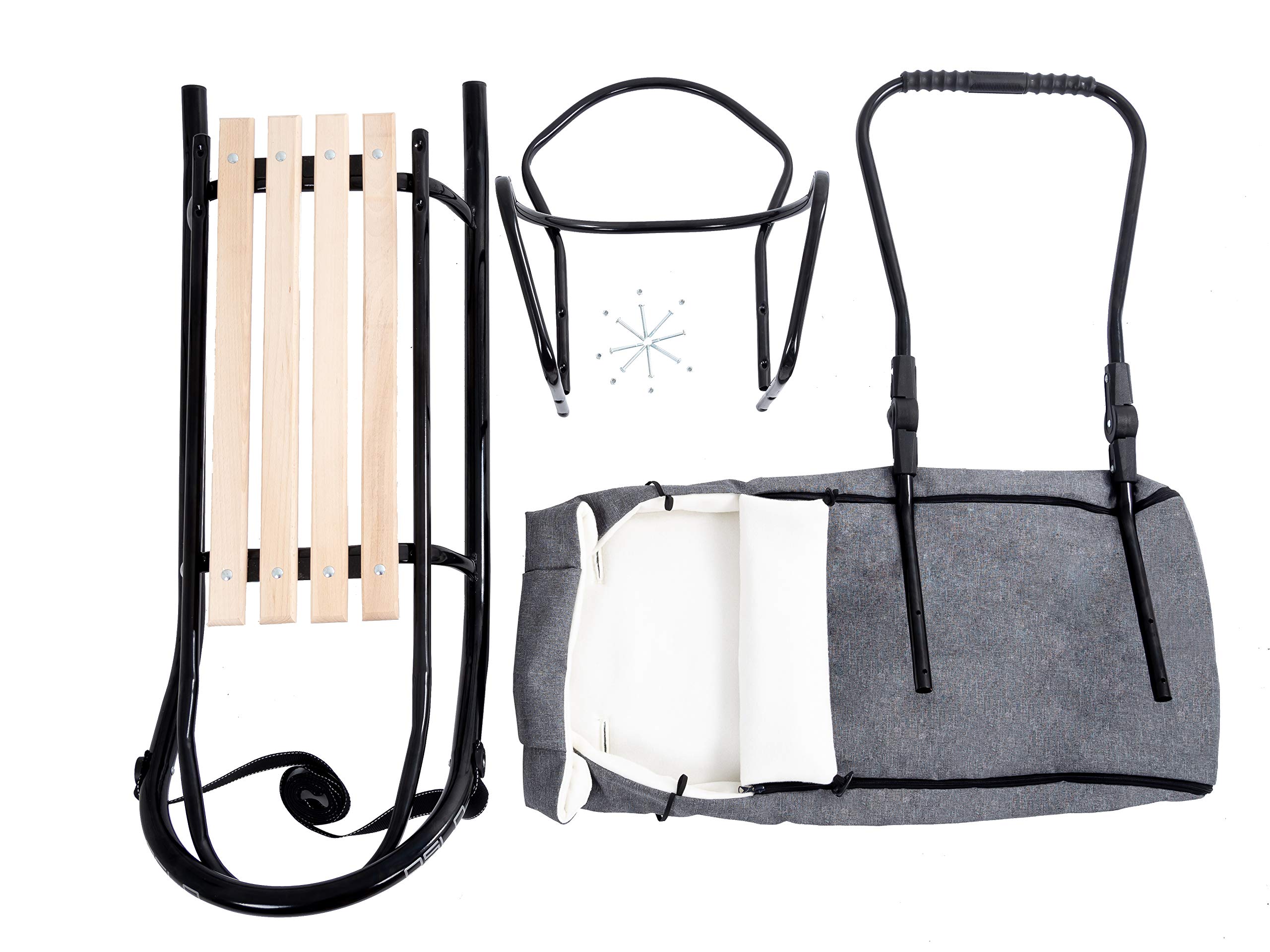 Slitta Oslo In Metallo Con Schienale - Per Bambini E Adulti Fino A 120 Kg - Con Cinture E Barra Spinta - Foto 9