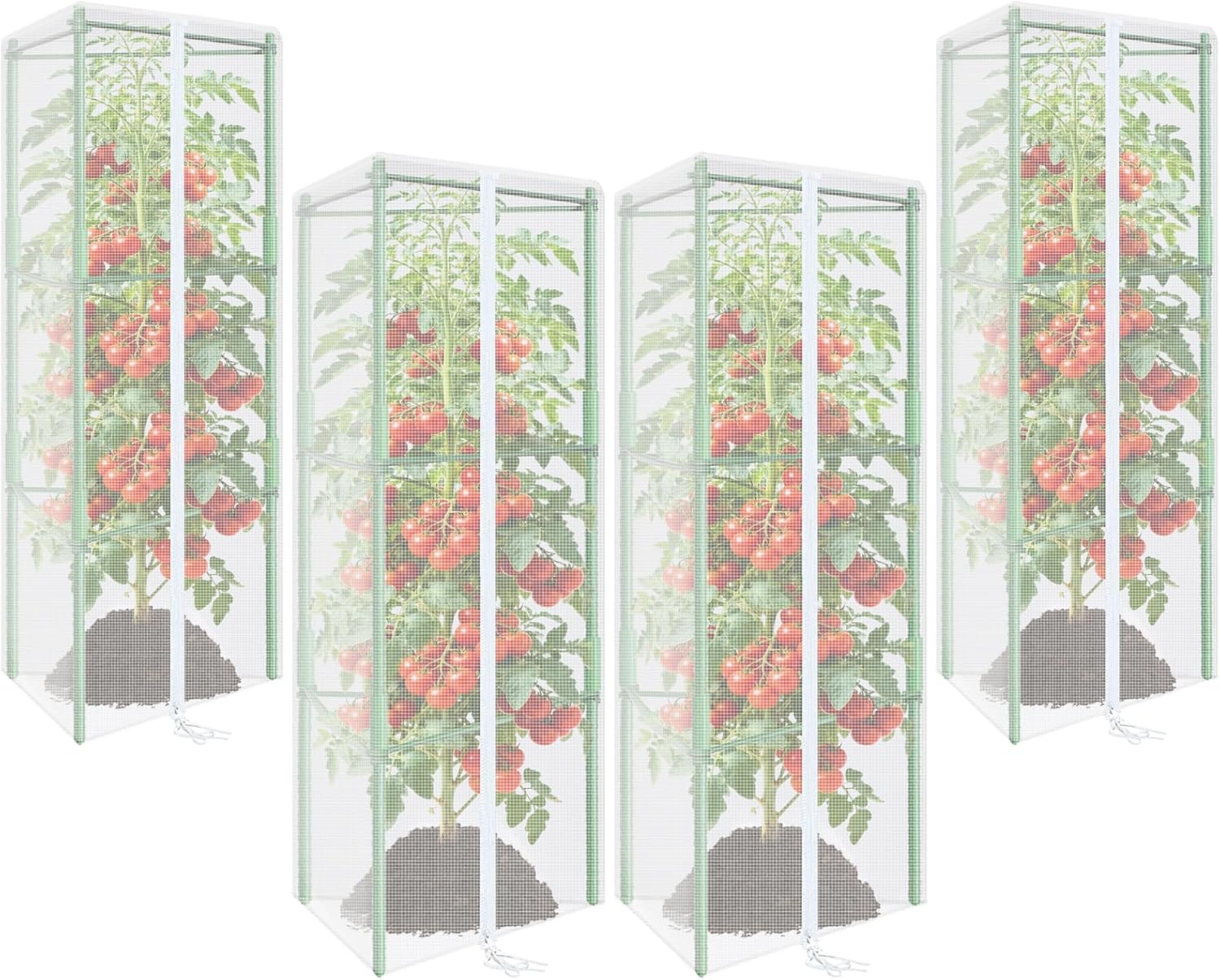 ZeeDix 45" x 16.1" Garden Bird Netting for Triangle Tomato Cage, 4 Pack Garden Mesh Barrier, Plant Covers Protect Tomatoes, Vegetables, Blueberry Bush from Birds & Pests
