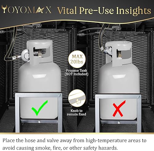 Miniatura 6 de Yoyomax Mesa para fogata de propano de ratán tejido a mano de 44 pulgadas, salida de calor de 60,000 BTU, sin humo, parte superior de vidrio, marco