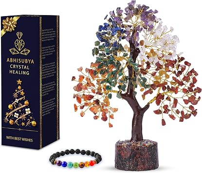 Seven Chakra Tree of Life, Crystal Tree for Positive Energy - Feng Shui Tree, Artificial Tree, Crystal Decoration, Money Tree, Handmade 7 Chakra Tree, Stone Tree, Healing Crystals, Spiritual Gifts