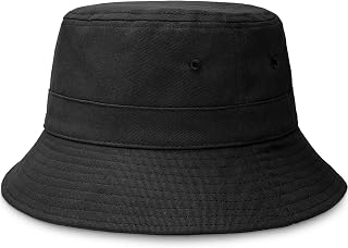 HONGTEYA Bucket Sun Hats for Women Men Cotton Packable Summer Beach Sun Bucket Hat for Fishing Outdoor Vacation Men Women Black