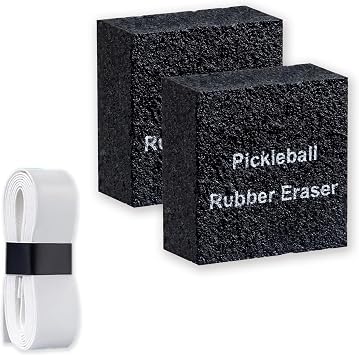 Pickleball مجداف ممحاة مع قبضة مجانية، أفضل ألياف الكربون مخلل الكرة مضرب الأنظف، شريط مطاطي سريع وسهل لإزالة بقايا الكرة، الأوساخ، الكشط الصغرى، الخدوش 3 PCS