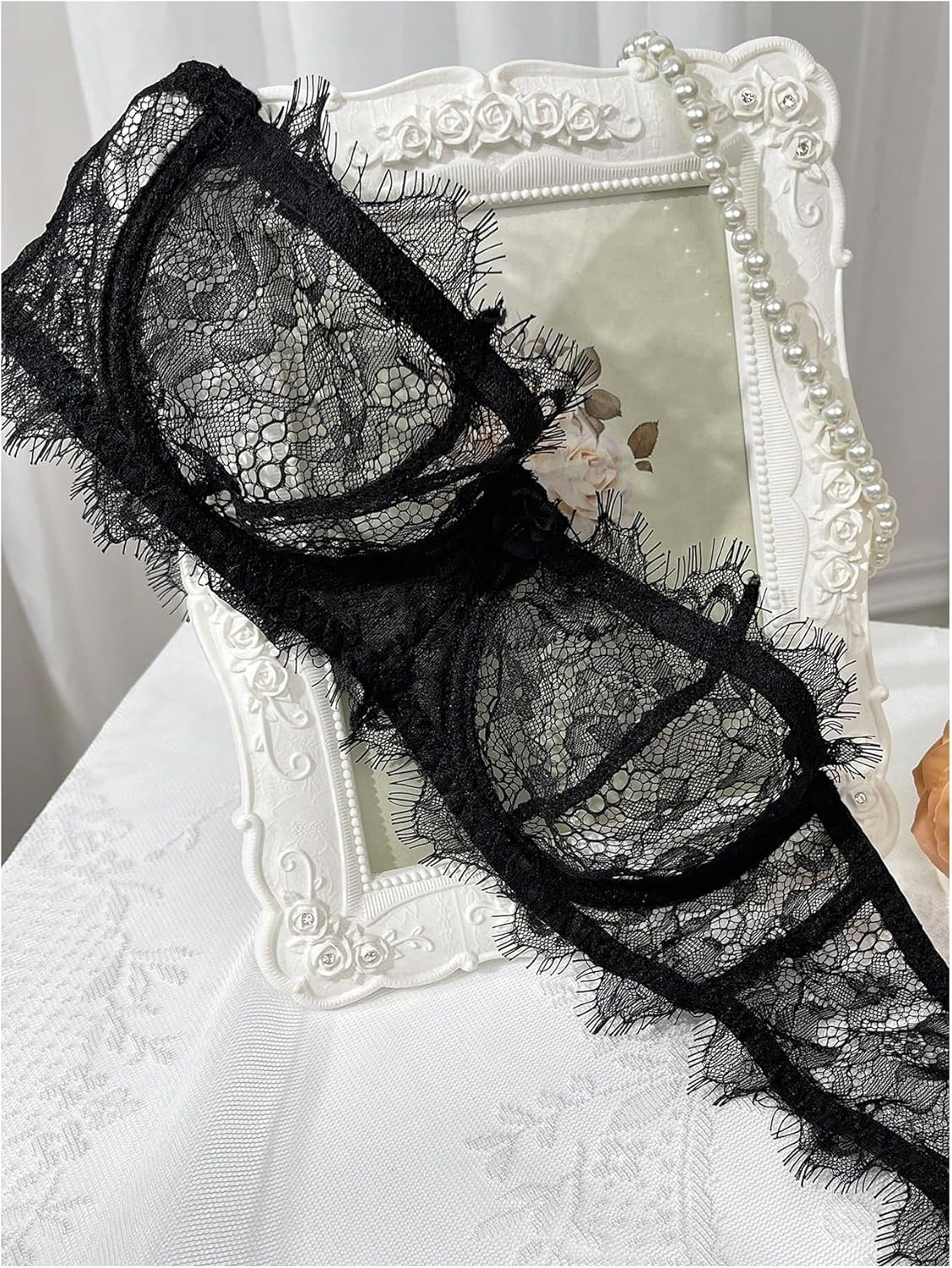 WDIRARA Women's Lace Underwire Bandeau Strapless Bra Adjustable Straps Bras - Image 3