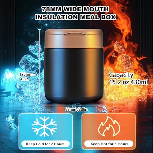 Miniatura 17 de Tarro de comida aislado para niños, 15.2 onzas, termo para alimentos calientes, termo de sopa, recipiente de alimentos aislado, Termos para Comida