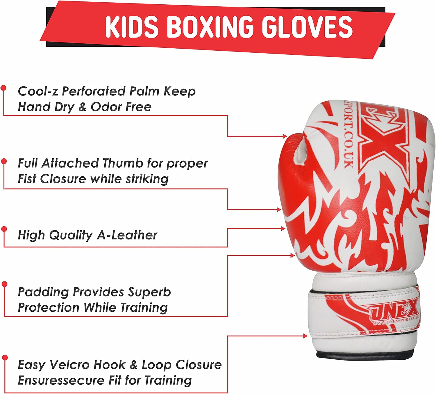 Premium Quality Boxing Gloves 6oz Boxing Gloves for Training Punching Sparring Bag Gloves Punch Bag Mitts Muay Thai Kickboxing MMA Martial Arts Workout Kids Juniors Girls and Boys (Red Design) - Image 5