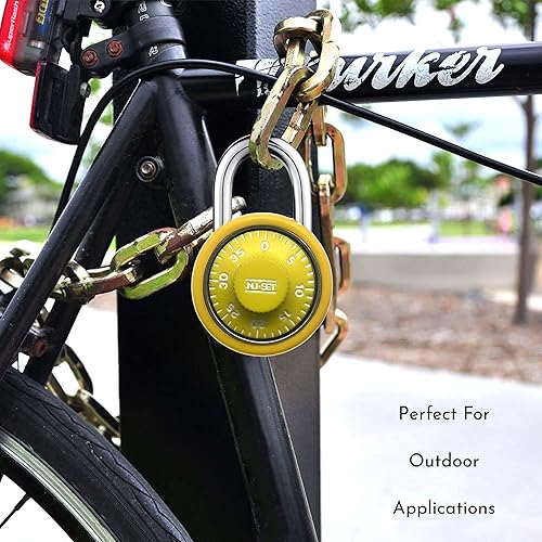 Miniatura 7 de NU-SET Cerradura de casillero de esfera giratoria de 1-34 pulgadas, candado de combinación para casilleros de gimnasio y escuela, esfera amarilla,