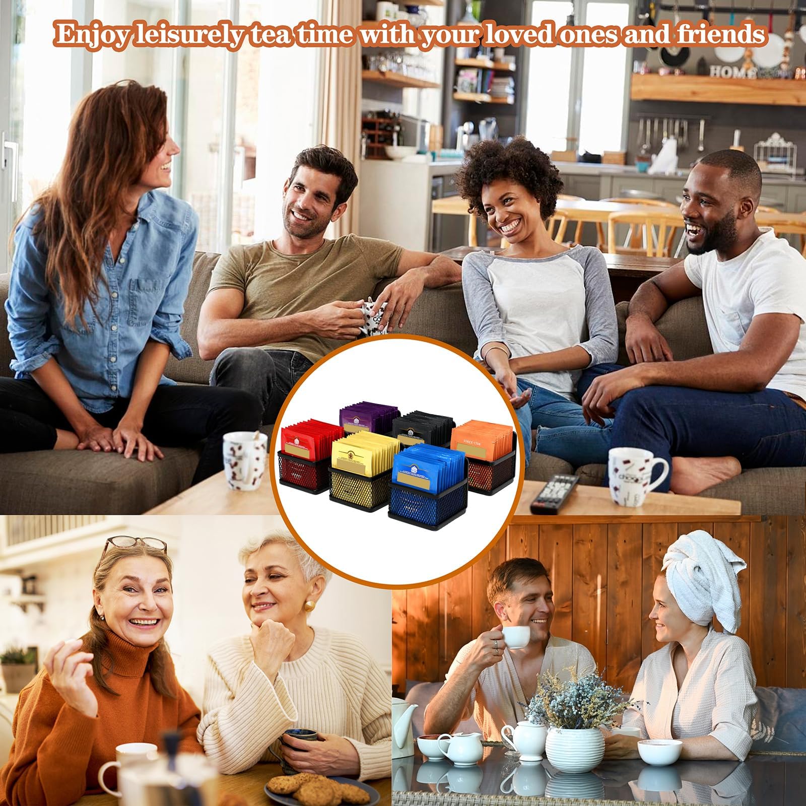 Magnetischer Teebeutelorganizer, 6-teiliges Tee-Organizer aus Metall und Aufbewahrung für Kühlschrank, Theke oder Küchenregal, ideales Tee-Geschenk für Teeliebhaber