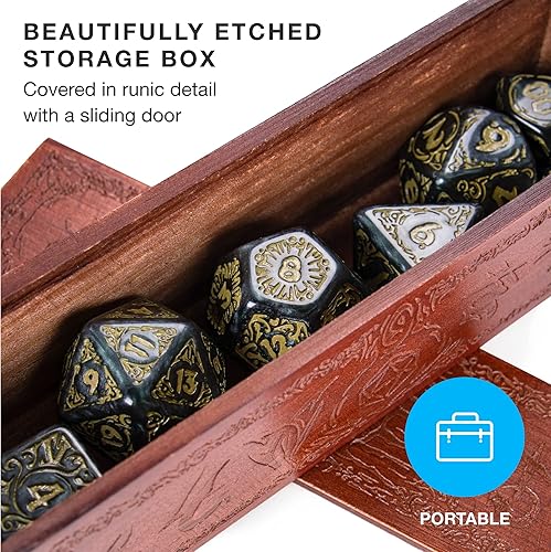 Miniatura 3 de Wiz Dice Titan Dice - Juego de dados poliédricos grandes para juegos de aventura RPG de mesa con una caja de dados de madera, juego de dados grandes