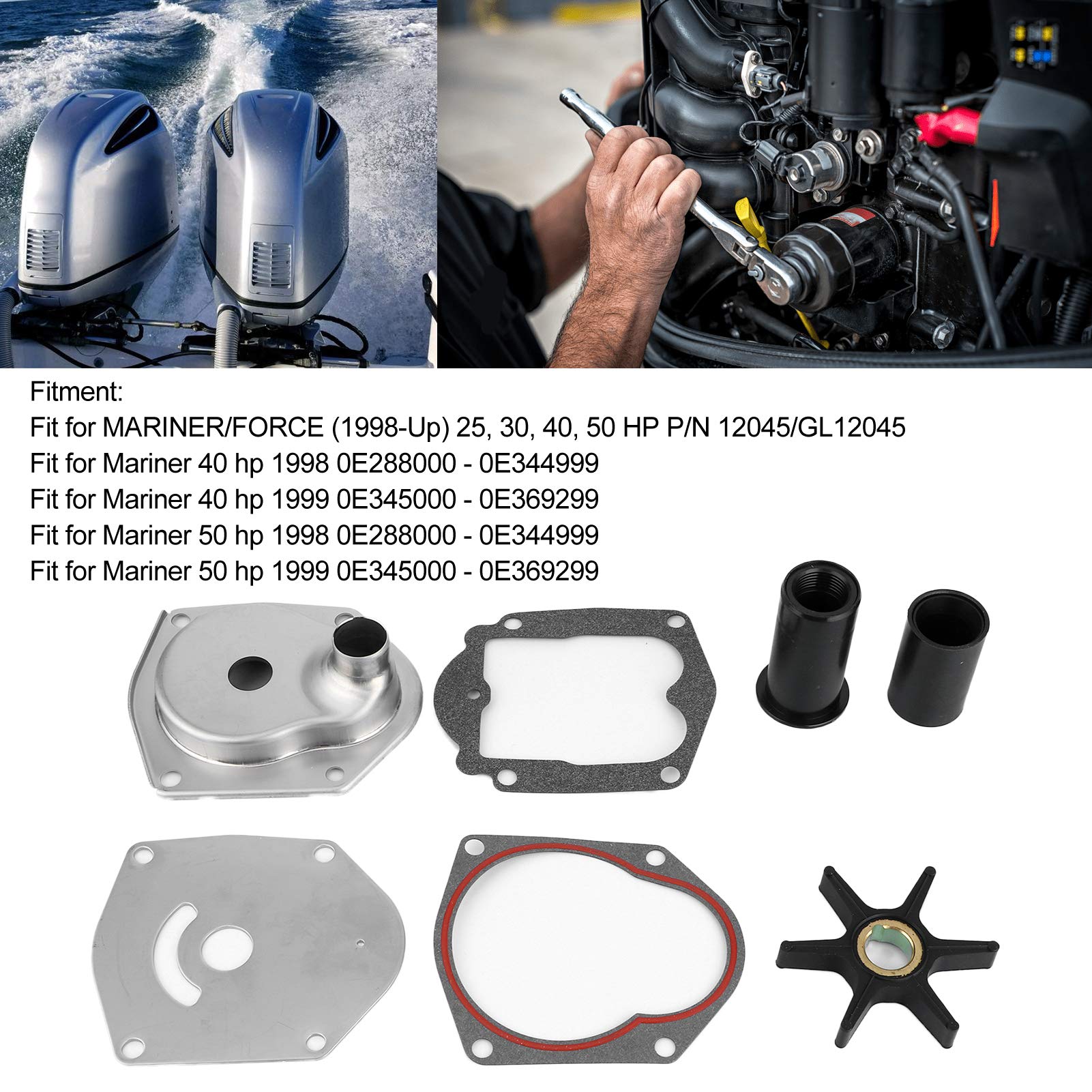 Qiilu Kit girante pompa acqua, kit girante pompa acqua fuoribordo Riparazione misura per motore Mariner