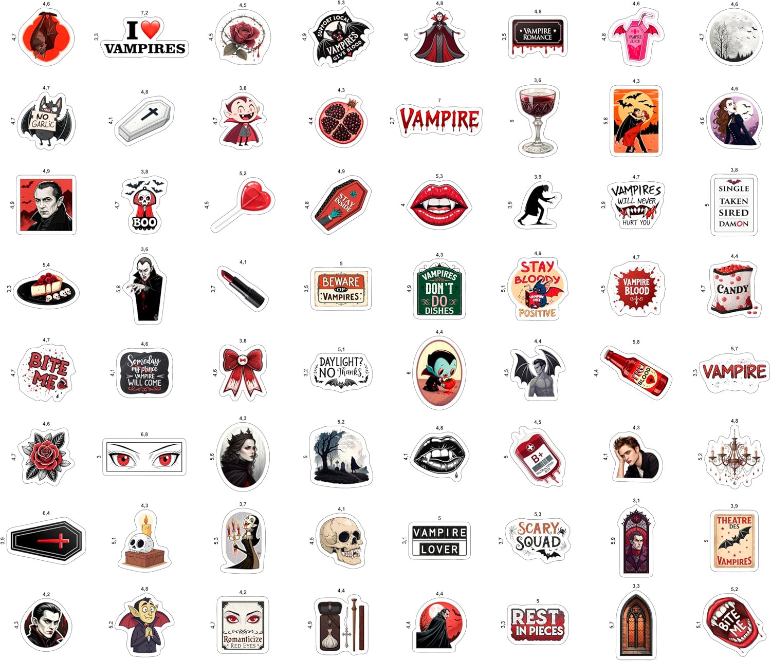 100Pcs Vampire Stickers and Decals for Water Bottle and Laptop - Vampire Party Supplies & Gifts - Bat, Gothic Sticker Pack - Gift for Women & Men image 4