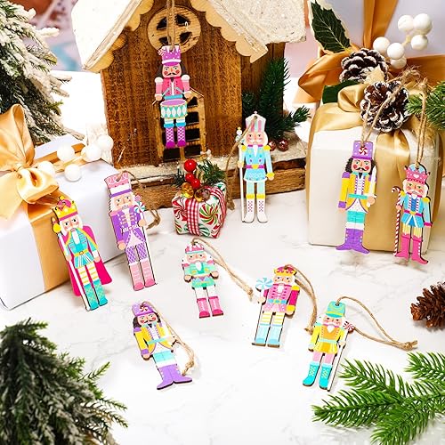 Miniatura 4 de 36 adornos de cascanueces para árbol de Navidad, cascanueces de madera, adornos colgantes de Navidad a granel, decoraciones de Navidad para