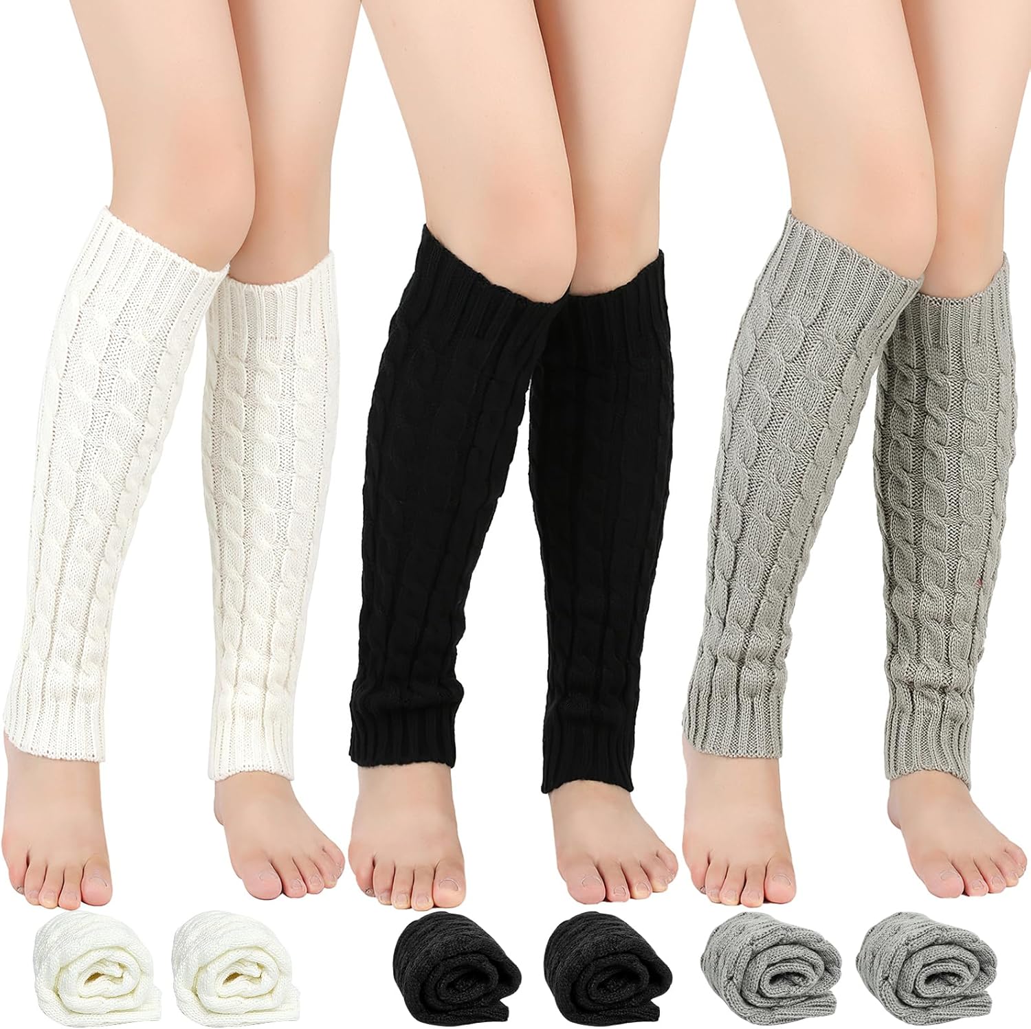 DAaomi Jambières Guêtres Femme Tricoté Chaud Chaussette En Laine Jambières Tricotées D'hiver Long Hiver Jambière Pour L'hiver Le Printemps Et