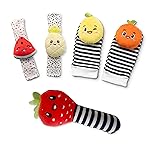 BABY K Strawberry Rattle Socks, Wrist and Hand Rattles - Newborn Toys for Baby Boy or Girl - Brain Development Infant Toy - Suitable for 3-6, 6-12 Months
