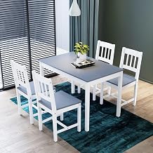 Dining Set 4 Seater Kitchen Dining Table Set with Chairs Pine Wood Dinner Set for Dining Room and Living Room Furniture Sets