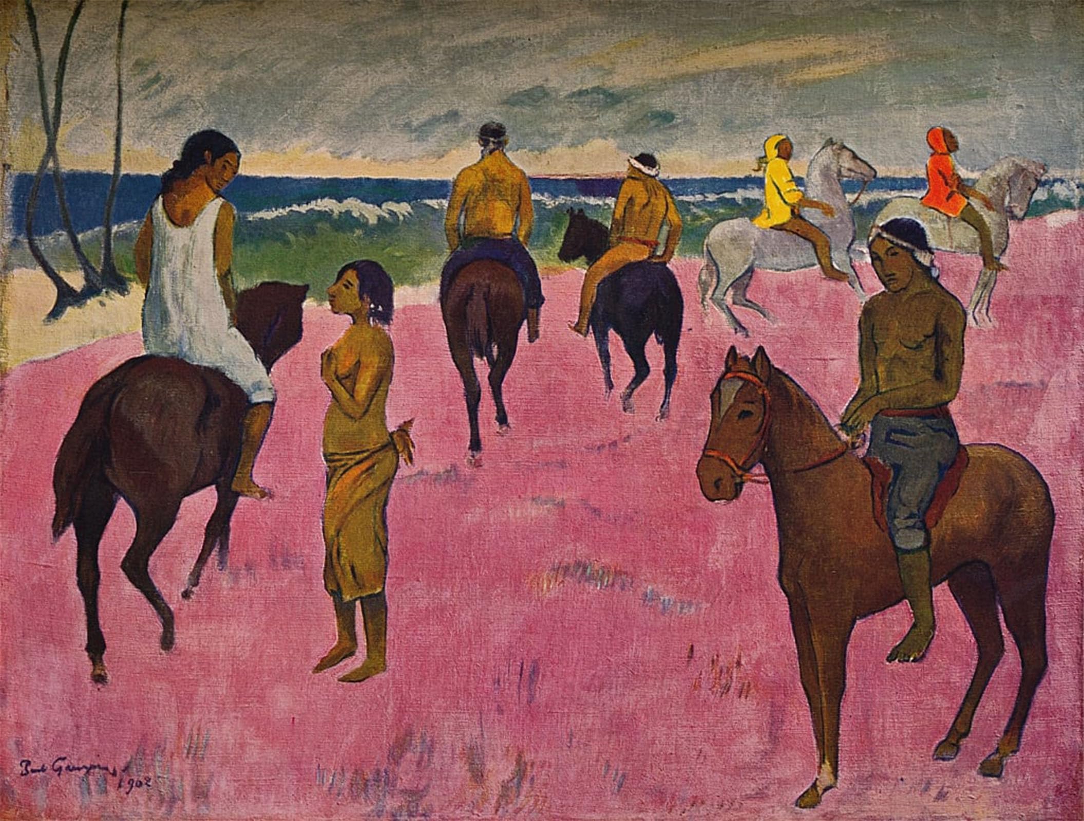 ARTXLXXBN Famous Art Print Poster Vintage Wall Art Reiter Am Strande by Paul Gauguin Canvas Art Poster for Home Decor 60x90cm