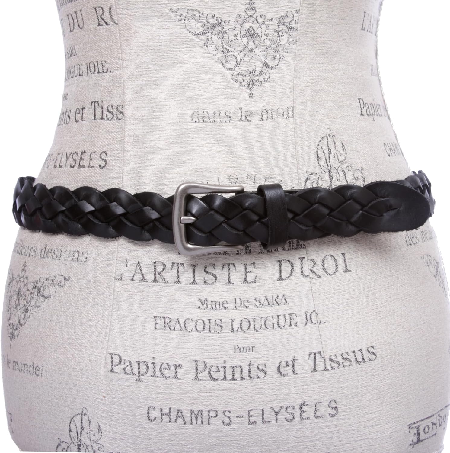 Women's 1 1/8" Braided Woven Skinny Narrow Leather Belt - Image 4