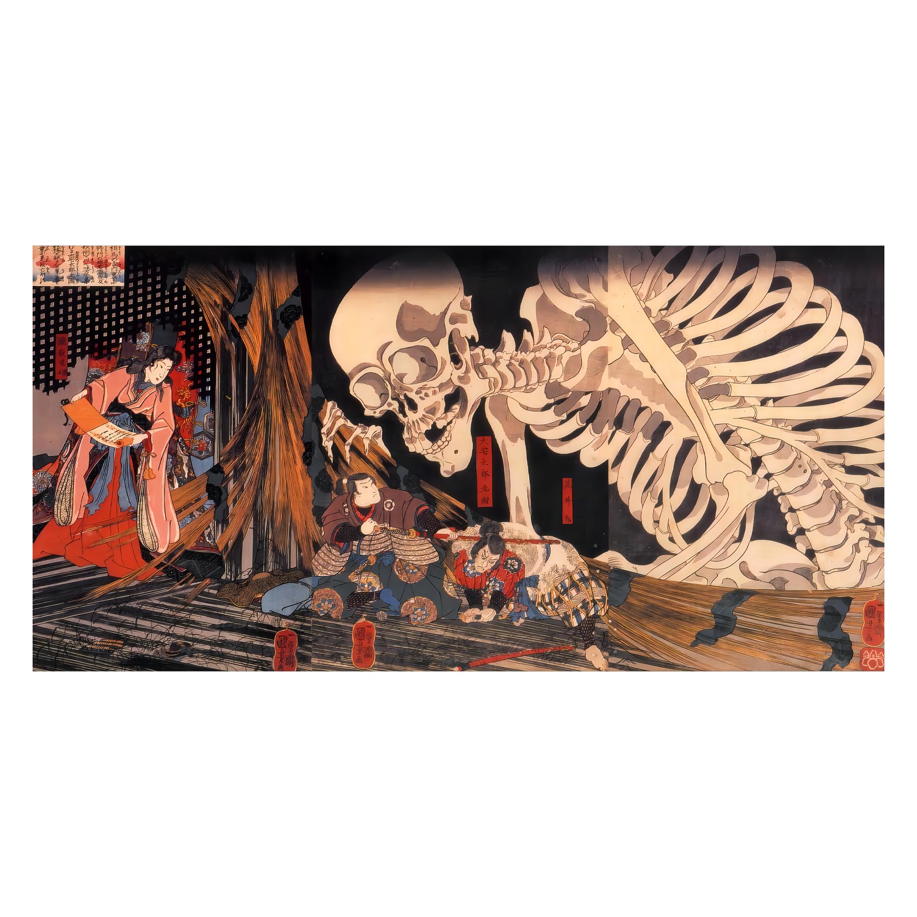 Utagawa Kuniyoshi Canvas Wall Art Witch Takiyasha And The Skeleton Ghost Poster Japanese Ukiyo-E Asian Prints Animals Nature Landscape Art Japanese Traditional Wall Decor Unframed12x24in/30x60cm