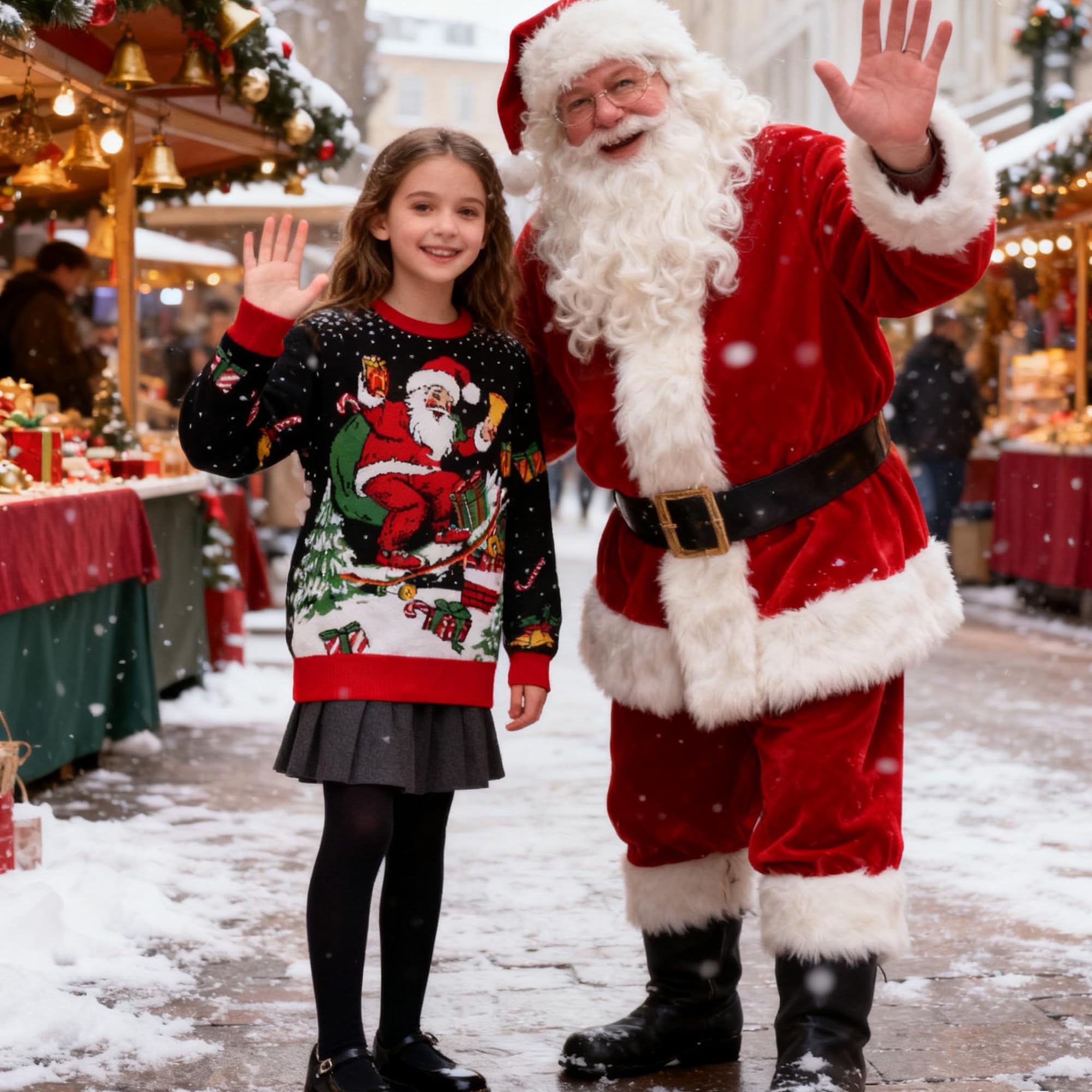 Kids4ever Niños Unisex Suéter de Navidad Jersey de Punto Reno Rudolph Prendas de Punto Cálido Manga Larga Cuello Redondo Navidad Punto Jersey Sudadera Top de Invierno para niños niñas 7-13 años
