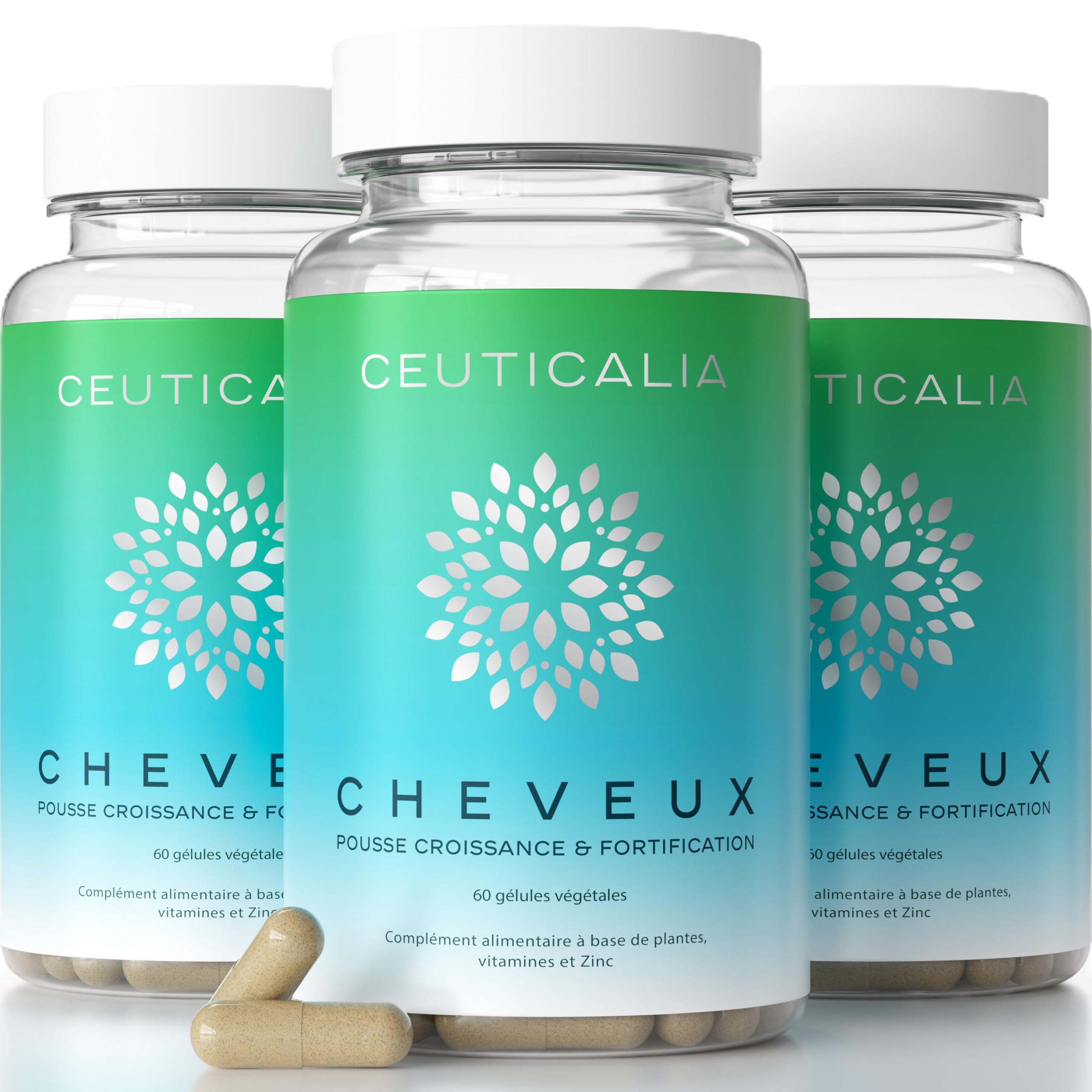 Complément Alimentaire Cheveux - Pousse, Anti Chute, Repousse, Croissance, Brillance, Fortification - Homme, Femme - Biotine, Vitamines, Zinc, Roquette, Myrtille, Prêle - 180 Gélules, 90 Jours