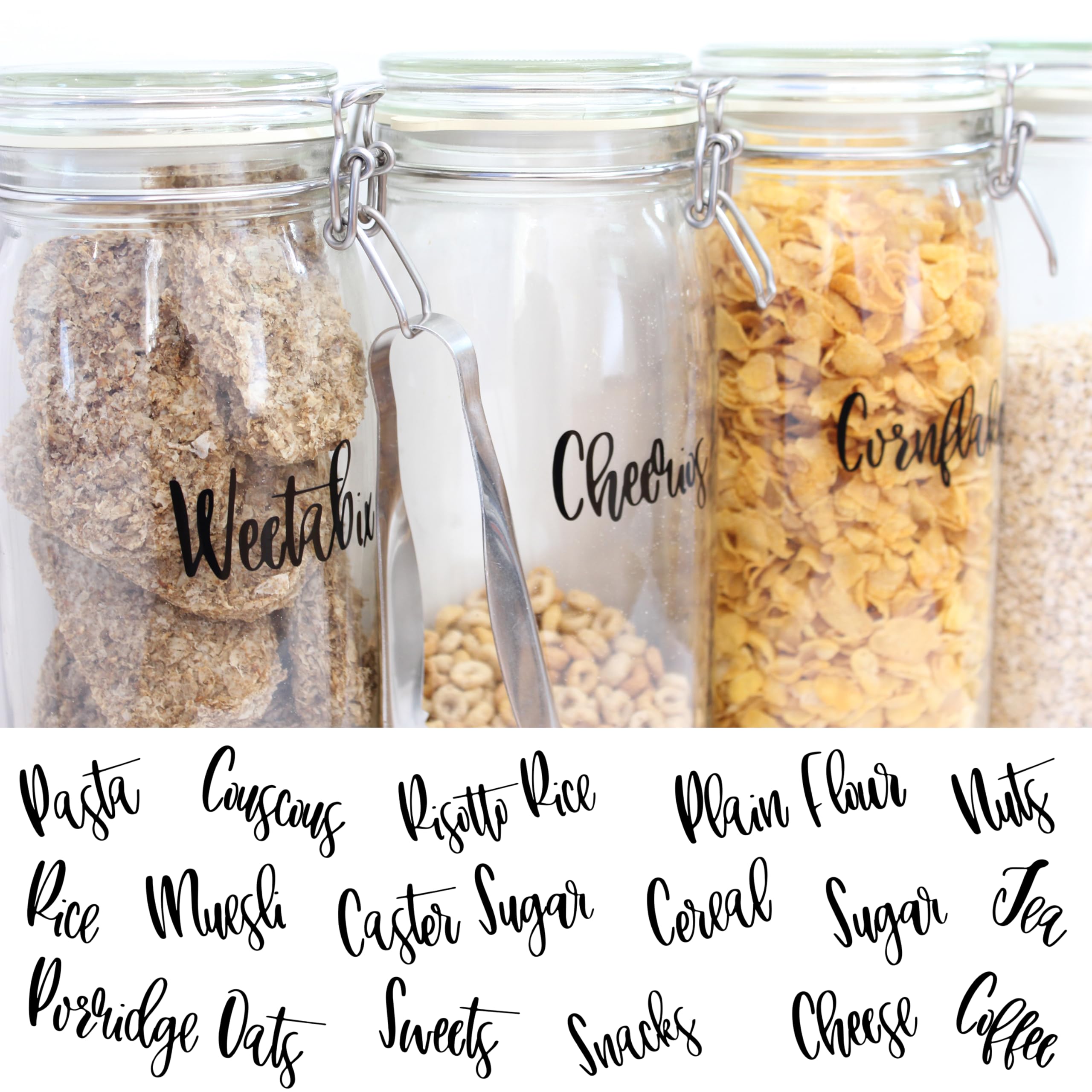 BS 5 x Custom Personalised Home Organisation Name Labels Stickers | PANTRY JARS | STORAGE BINS | BOTTLES | CONTAINERS | BOXES | Custom Edit | Hinch | Many Sizes | 24 Colours | Upto 14 characters — image 1