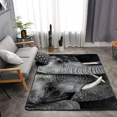 Miniatura 2 de Alfombra de esponja lavable para niños y niñas, dormitorio, sala de estar, elefante, familia de animales salvajes africanos, hermoso elefante,