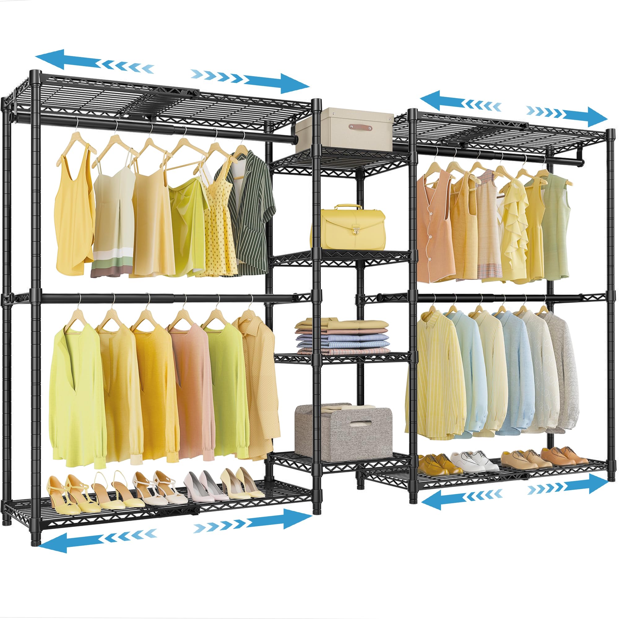 VIPEK X3 Stahl-Kleiderständer ausziehbar 157,6-243 cm, L-Form