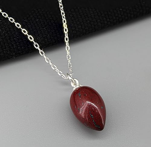 Miniatura 4 de Collar con colgante natural, gota de rocío de 0.394 x 0.591 in, cadena ajustable de plata de ley 925 de 16 + 2 pulgadas